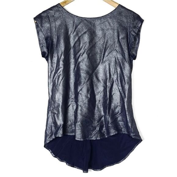 Fossil Blue Metallic Hi-Low Shirt - Picture 1 of 11